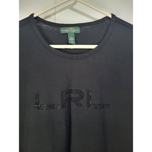 Lauren Ralph Lauren Tops - LRL Lauren Ralph Lauren Women's LG Black Sparkle Logo Long Sleeve T Shirt y2k